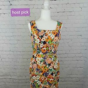 Preston & York Multicolored Floral Zippered Sleeveless Sheath Dress Size 6